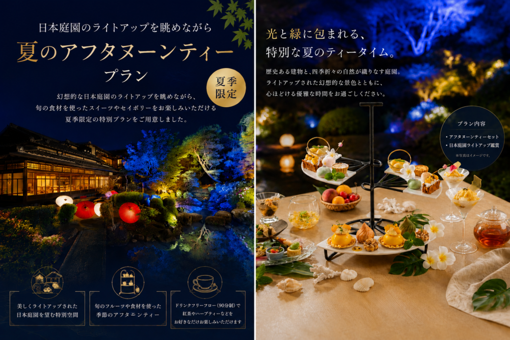 夏限定【Midsummer Fruits Afternoon Tea】～夏灯りの庭園～＋cafe free（大正邸宅）