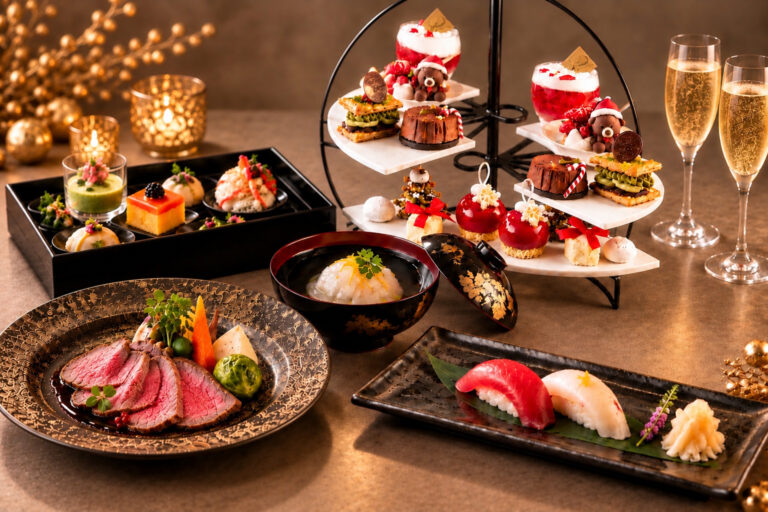 【XmasDinner】和の趣と華麗なスイーツタワーで愉しむ特別な聖夜+乾杯スパークリング+cafe2ドリンク
